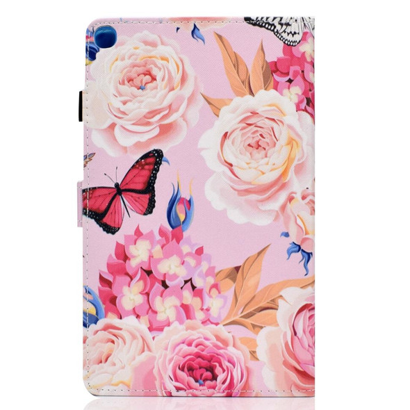 Colored Drawing Pattern Horizontal Flip PU Leatherette Case with Holder & Card Slots For Galaxy Tab A 10.1 (2019) / T510 / T515(Flower Butterfly)
