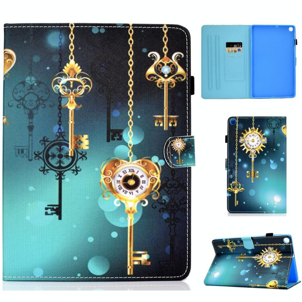 Colored Drawing Pattern Horizontal Flip PU Leatherette Case with Holder & Card Slots For Galaxy Tab A 10.1 (2019) / T510 / T515(Antique Clock)