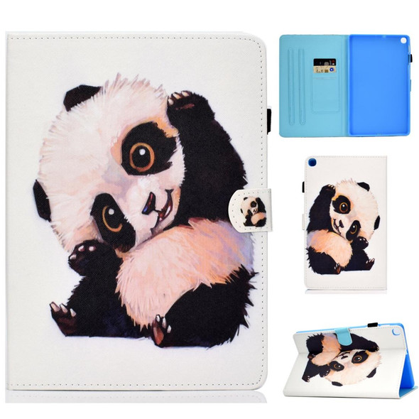 Colored Drawing Pattern Horizontal Flip PU Leatherette Case with Holder & Card Slots For Galaxy Tab A 10.1 (2019) / T510 / T515(Beckoning Panda)