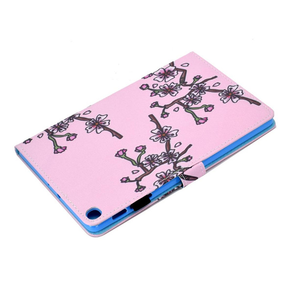 Colored Drawing Pattern Horizontal Flip PU Leatherette Case with Holder & Card Slots For Galaxy Tab A 10.1 (2019) / T510 / T515(Plum Blossom)