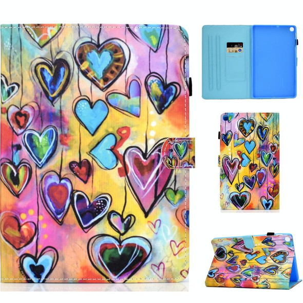 Colored Drawing Pattern Horizontal Flip PU Leatherette Case with Holder & Card Slots & Sleep / Wake-up Function for Galaxy Tab S5e 10.5 / T720 / T725(Heart)