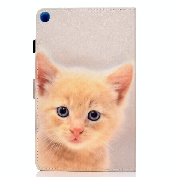 Colored Drawing Pattern Horizontal Flip PU Leatherette Case with Holder & Card Slots & Sleep / Wake-up Function for Galaxy Tab S5e 10.5 / T720 / T725(Cute Cat)