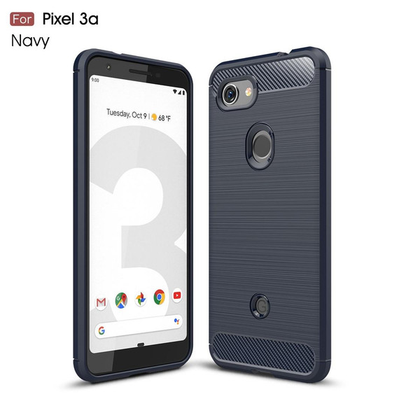 Brushed Texture Carbon Fiber TPU Case for Google Pixel 3a(Navy Blue)