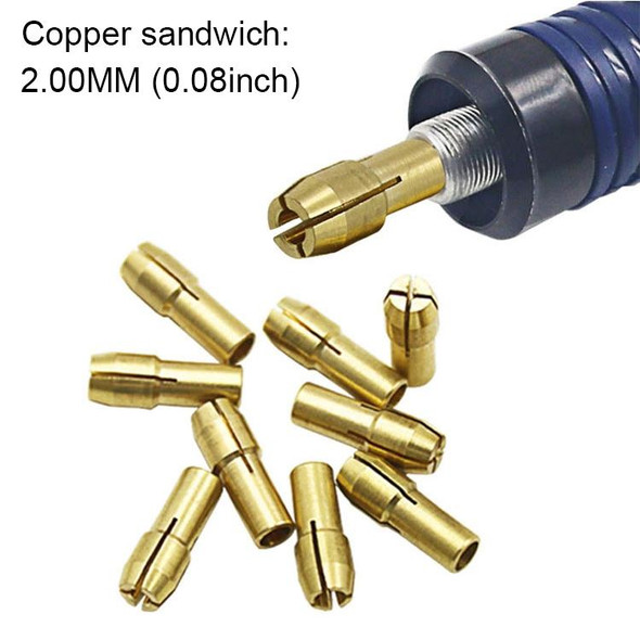10 PCS Three-claw Copper Clamp Nut for Electric Mill FittingsBore diameter: 2.0mm