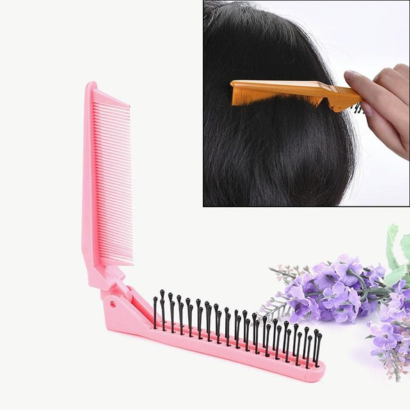 Portable Travel Folding Comb Anti-static Massage Comb(Pink)