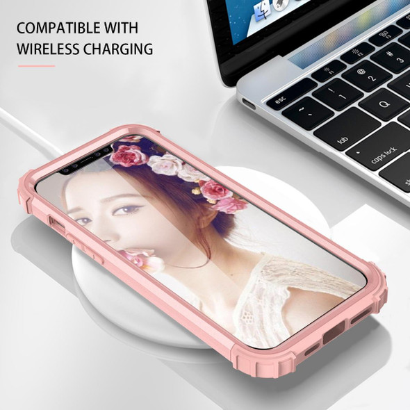 PC+ Silicone Three-piece Anti-drop Mobile Phone Protective Back Cover - iPhone 12 / 12 Pro(Rose Gold)