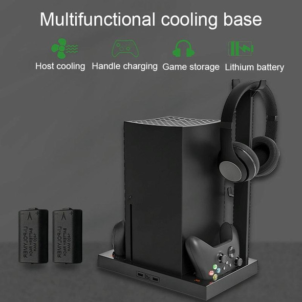 Iplay HBX-274 for Xbox Series X Host Multifunctional Heat Dissipation Base with Gamepad Double Charger(Black)