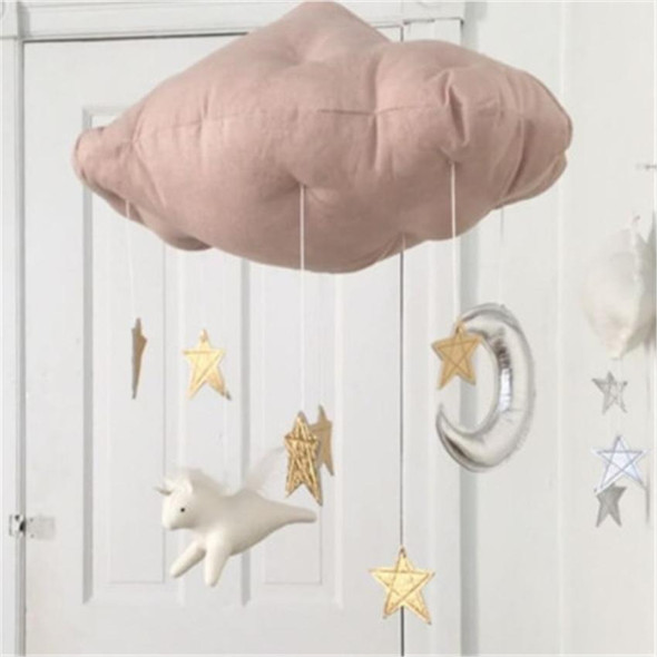 Baby Nursery Ceiling Mobile Party Decoration Clouds Moon Stars Hanging Decorations Kids Room Decoration for Baby Bedding(Pink Silver)