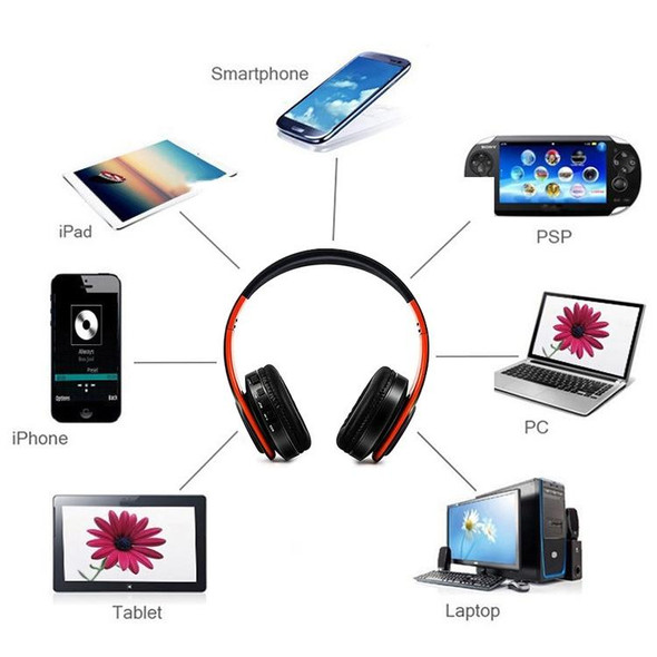 B7 Wireless Bluetooth Headset Foldable Headphone Adjustable Earphones with Microphone(Black Red)
