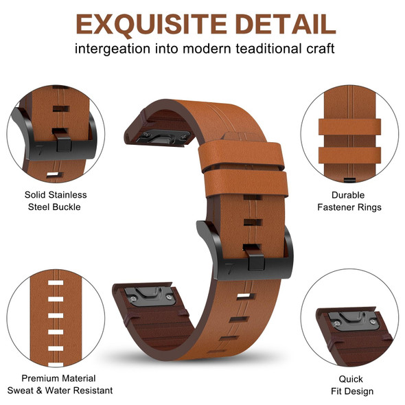 For Garmin Epix Pro 42mm Leatherette Steel Buckle Watch Band(Brown)
