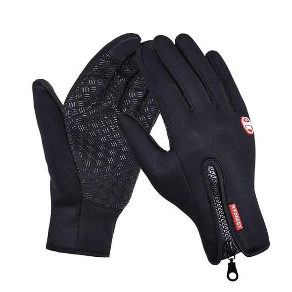 Outdoor Sports Hiking Winter Leather Soft Warm Bike Gloves - Men Women, Size:M (Black)