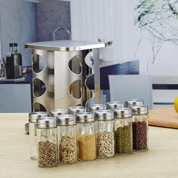 12 in 1 Stainless Steel Canister Set with Turnable Holder(Red)