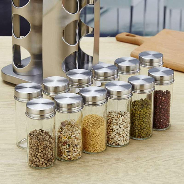 12 in 1 Stainless Steel Canister Set with Turnable Holder(Silver)