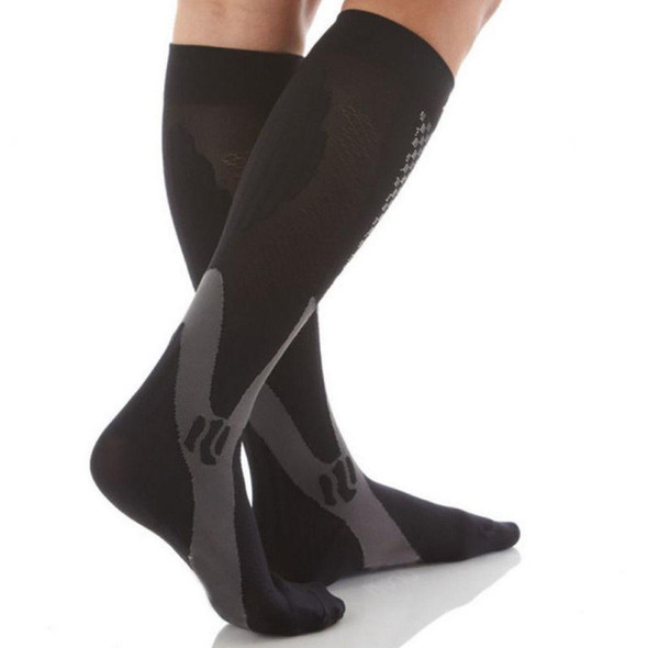 3 Pairs Compression Socks Outdoor Sports Men Women Calf Shin Leg Running, Size:S/M(Black)