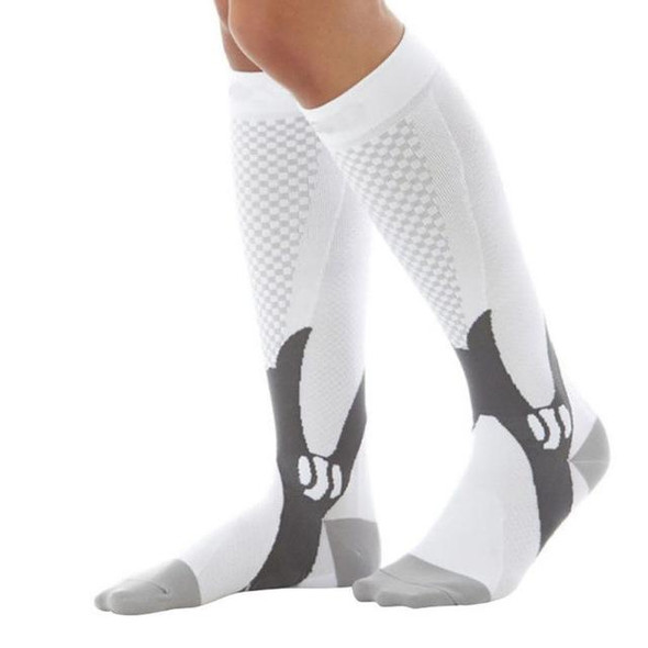 3 Pairs Compression Socks Outdoor Sports Men Women Calf Shin Leg Running, Size:S/M(White)