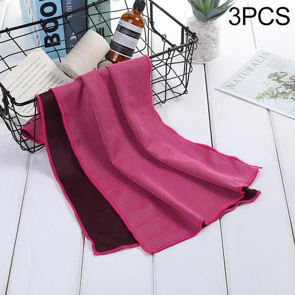 3 PCS Absorbent Polyester Quick-drying Breathable Cold-skinned Fitness Sports Portable Towel(Magenta)