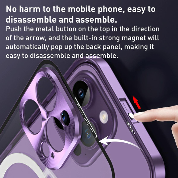 For iPhone 13 MagSafe HD Spring Buckle Metal Phone Case(Purple)