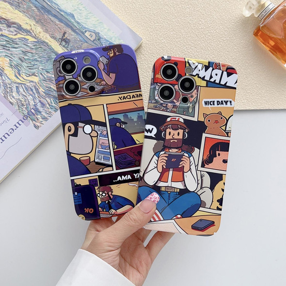 For iPhone SE 2022 / 2020 / 8 / 7 Painted Pattern Precise Hole PC Phone Case(Orange White Astronaut)