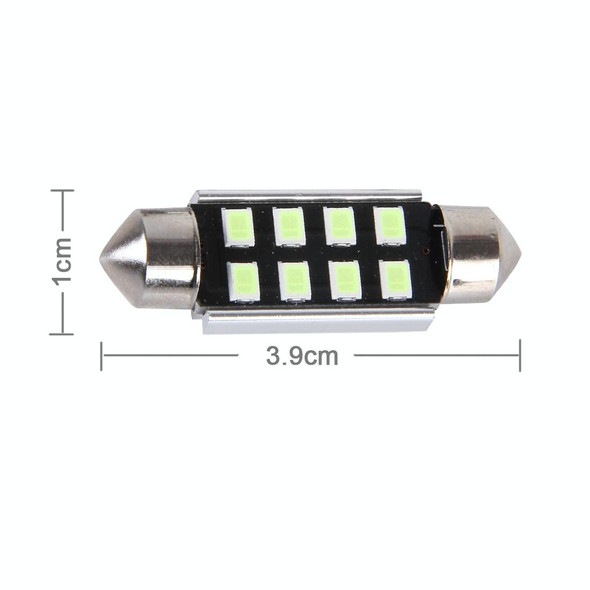 2 PCS DC 12V 2W 39MM 8 SMD-3528 LEDs Bicuspid Port Decoding Car Dome Lamp LED Reading Light(Ice Blue Light)