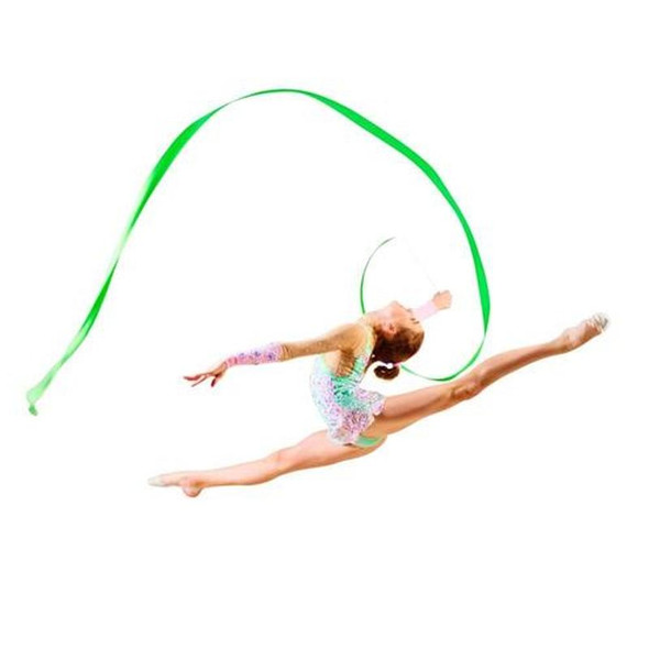 5 PCS 4 m Artistic Color Gymnastics Ribbon Dance Props Children Toys(Green)