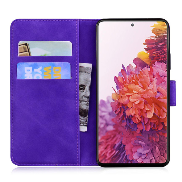 For Samsung Galaxy S20 FE / S20 FE 5G / S20 Lite Tiger Embossing Pattern Horizontal Flip Leatherette Case with Holder & Card Slots & Wallet(Purple)