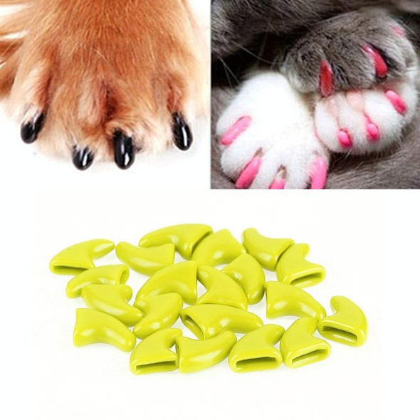 20 PCS Silicone Soft Cat Nail Caps / Cat Paw Claw / Pet Nail Protector/Cat Nail Cover, Size:XS(Yellow)
