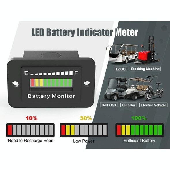 BM210 Electric Vehicles / Golf Carts LED Battery Indicator Adjustable Voltage 12V-72V