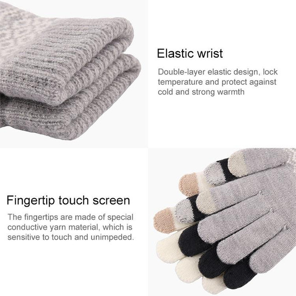 Winter Touch Screen Gloves Women Men Warm Stretch Knit Mittens Imitation Wool Thicken Full Finger Gloves(C-Purple)