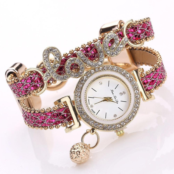 Alloy Diamond Love Letter Bracelet Watch for Women(Khaki)