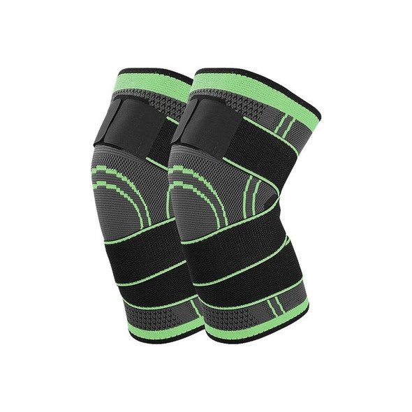 2 PCS Fitness Running Cycling Bandage Knee Support Braces Elastic Nylon Sports Compression Pad Sleeve, Size:s(Green)