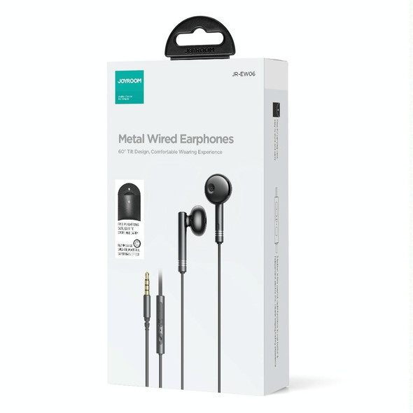 JOYROOM JR-EW06 3.5mm Wire-controlled Metal Half In-ear Gaming Earphone with Microphone (Silver)
