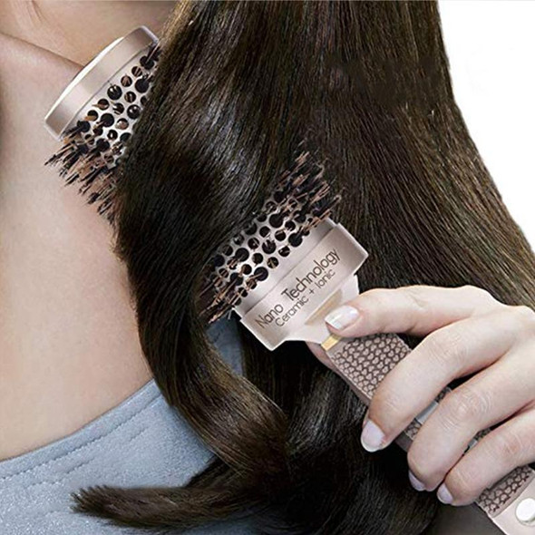 Ceramic Aluminium Hair Comb Round Brush with Nylon Bristle Professional Barber Styling Hair Brush(53mm)