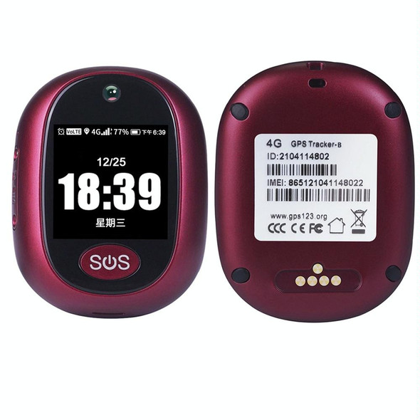 REACHFAR RF-V45-B Mini Touch Screen GPS Smart Tracker Pendant, Support SOS / Camera / Health Management / 4G LTE, For North America / South America / Australia (Wine Red)