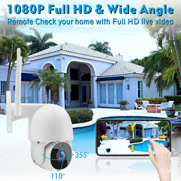 Tuya QX45 1080P Full HD IP65 Waterproof 2.4G Wireless IP Camera, Support Motion Detection & Two-way Audio & Night Vision & TF Card, US Plug
