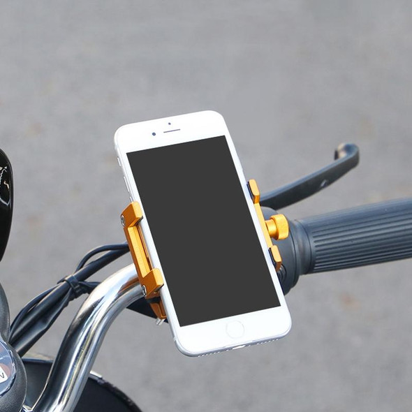 2 PCS Aluminum Alloy Bicycle Mobile Phone Holder Motorcycle Mobile Phone Navigation Bracket Electric Motorcycle Hand Rack(Gold (Handlebar Style))