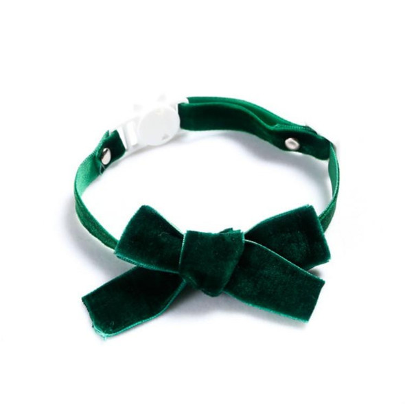 5 PCS Velvet Bowknot Adjustable Pet Collar Cat Dog Rabbit Bow Tie Accessories, Size:S 17-30cm, Style:Bowknot(Green)