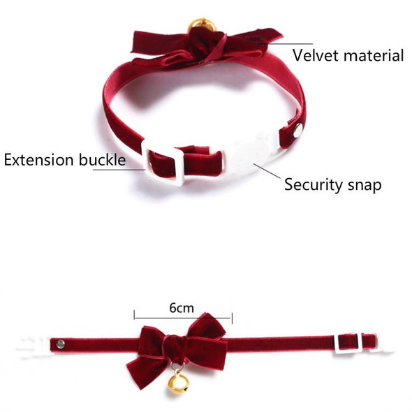 5 PCS Velvet Bowknot Adjustable Pet Collar Cat Dog Rabbit Bow Tie Accessories, Size:S 17-30cm, Style:Bowknot(Red)