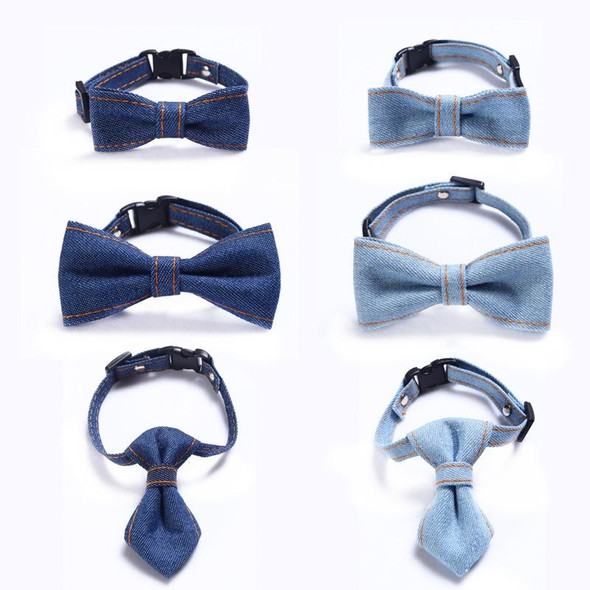 4 PCS Pet Cowboy Bow Tie Collar Cats Dogs Adjustable Tie Collars Pet Accessories Supplies, Size:S 16-32cm, Style:Big Bowknot(Dark Blue)