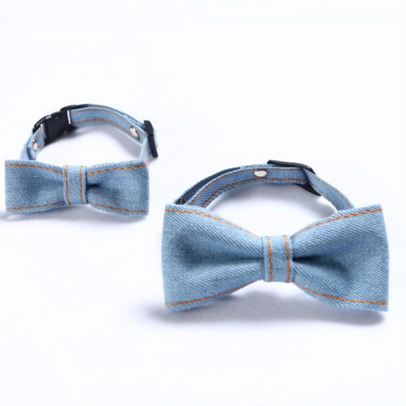 4 PCS Pet Cowboy Bow Tie Collar Cats Dogs Adjustable Tie Collars Pet Accessories Supplies, Size:S 16-32cm, Style:Big Bowknot(Light Blue)