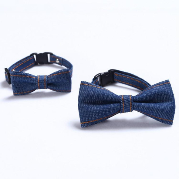 4 PCS Pet Cowboy Bow Tie Collar Cats Dogs Adjustable Tie Collars Pet Accessories Supplies, Size:S 16-32cm, Style:Small Bowknot(Dark Blue)