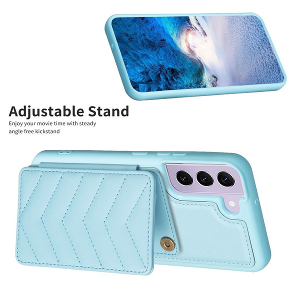 For Samsung Galaxy S21+ 5G BF26 Wave Pattern Card Bag Holder Phone Case(Blue)