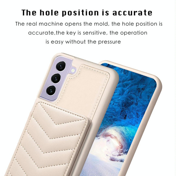 For Samsung Galaxy S21+ 5G BF26 Wave Pattern Card Bag Holder Phone Case(Beige)