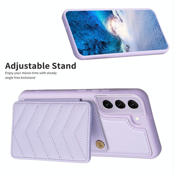 For Samsung Galaxy S22+ 5G BF26 Wave Pattern Card Bag Holder Phone Case(Purple)