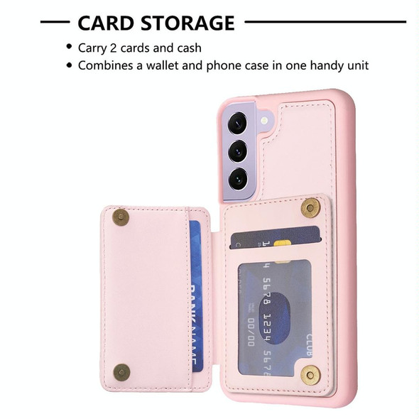 For Samsung Galaxy S21 FE 5G BF26 Wave Pattern Card Bag Holder Phone Case(Pink)