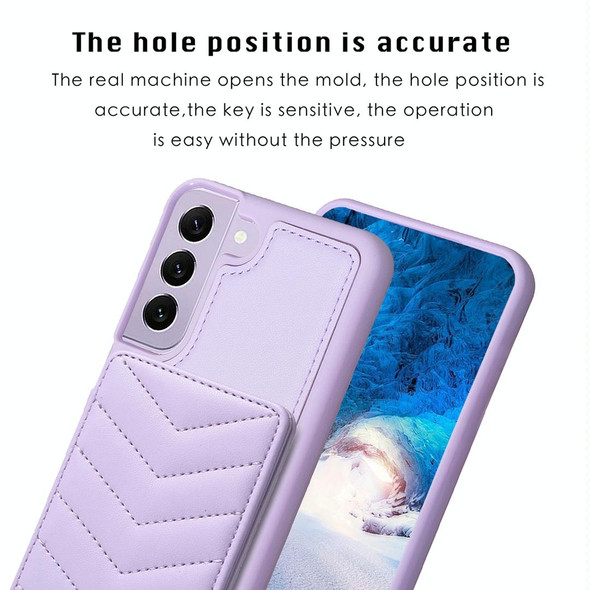 For Samsung Galaxy S21 FE 5G BF26 Wave Pattern Card Bag Holder Phone Case(Purple)