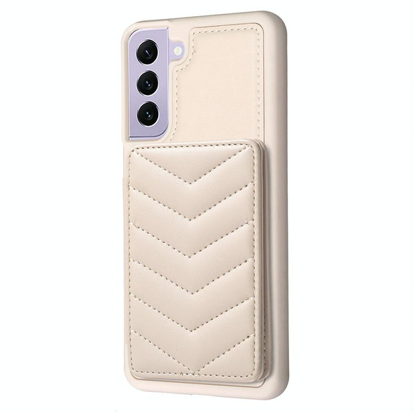 For Samsung Galaxy S22+ 5G BF26 Wave Pattern Card Bag Holder Phone Case(Beige)