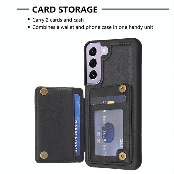 For Samsung Galaxy S21+ 5G BF26 Wave Pattern Card Bag Holder Phone Case(Black)