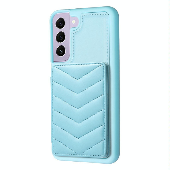 For Samsung Galaxy S22+ 5G BF26 Wave Pattern Card Bag Holder Phone Case(Blue)