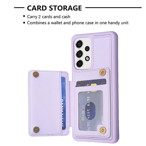 For Samsung Galaxy A52 5G / 4G BF26 Wave Pattern Card Bag Holder Phone Case(Purple)