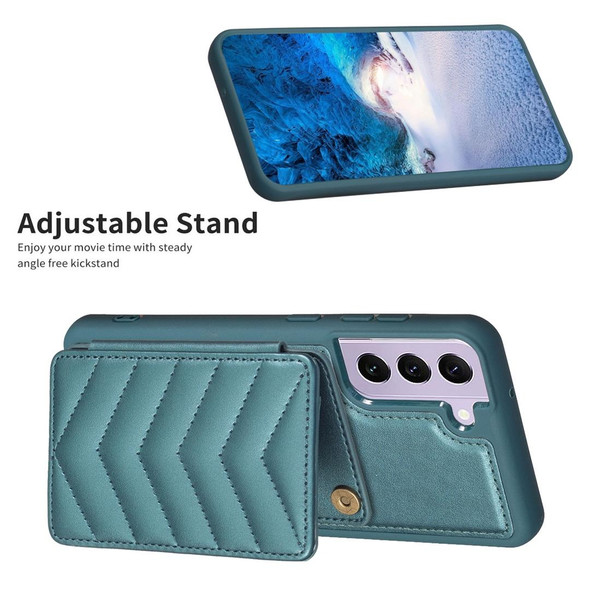 For Samsung Galaxy S22+ 5G BF26 Wave Pattern Card Bag Holder Phone Case(Green)